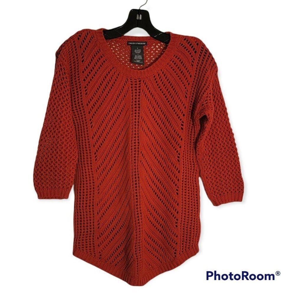 Chelsea and Theodore Orangr Knit Sweater Size Small